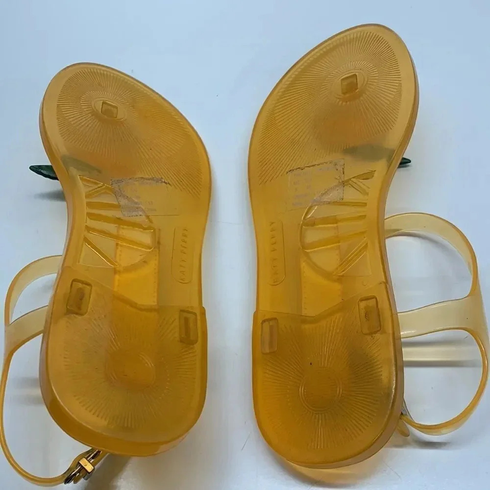 Katy Perry Jelly Sandals Flip Flops Orange Peach Fruit Ankle Strap PVC Size 6 - Picture 8 of 9